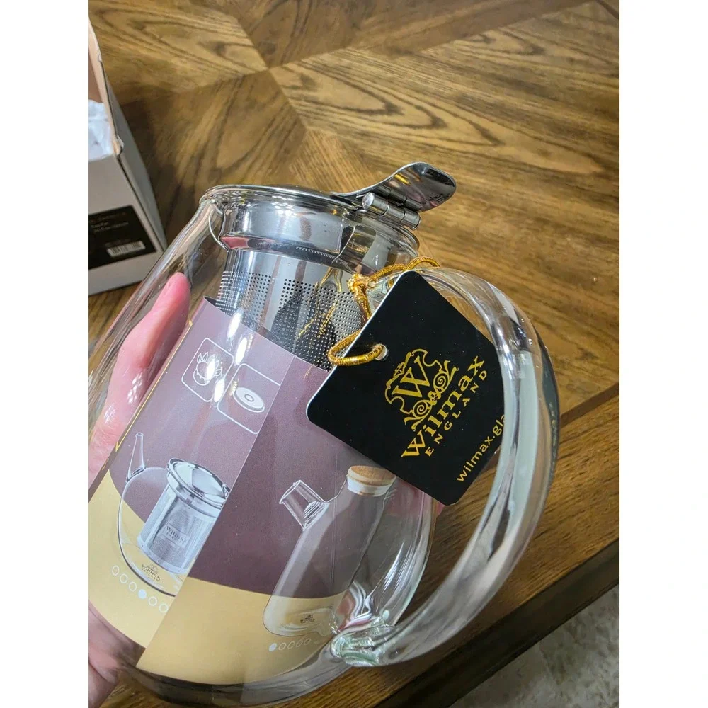 Wilmax England Thermo Glass Tea Pot 20oz 600ml Stainless Infuser WL-888801/A New